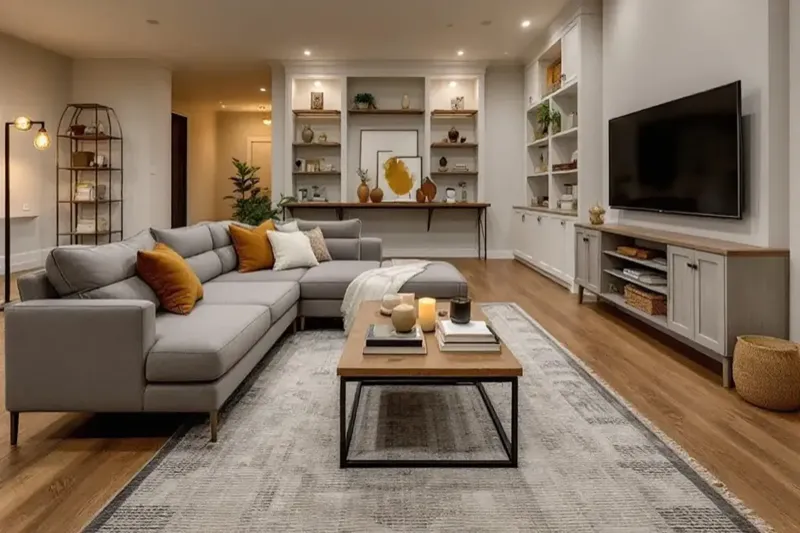 LVP vinyl flooring installed in a modern living room